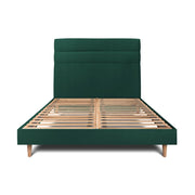 Letto 140x190 cm con testiera in linea - Tessuto velluto
