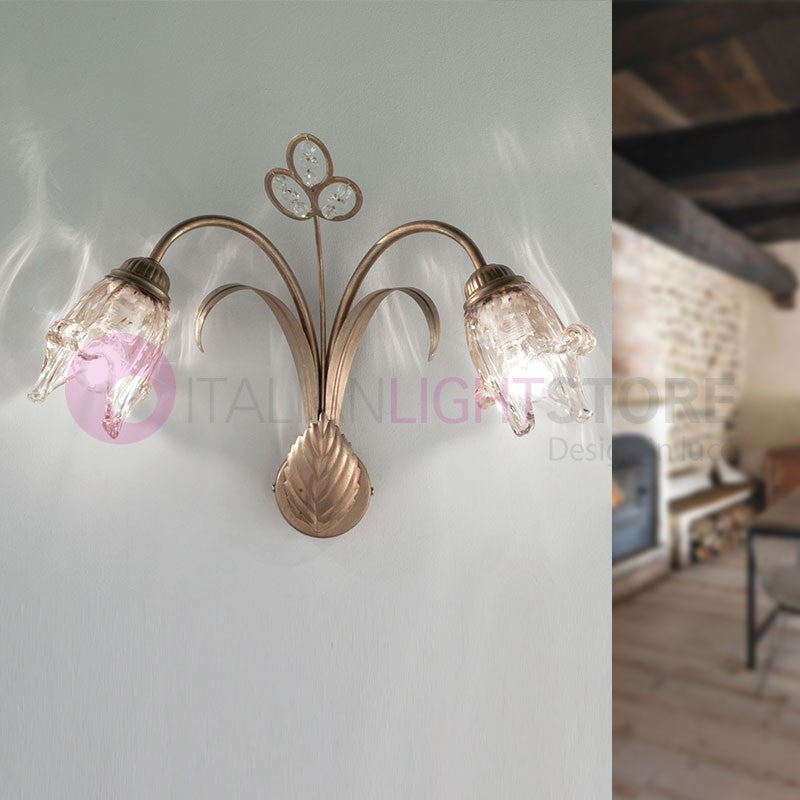 SOFIA Lampada a Parete Applique 2 Luci Stile Classico Rustico