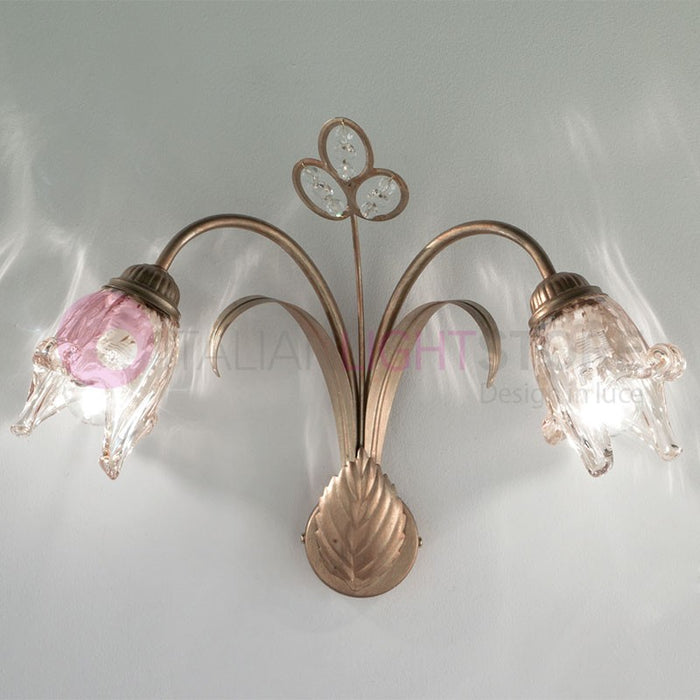 SOFIA Lampada a Parete Applique 2 Luci Stile Classico Rustico