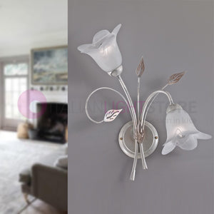 PIENZA Applique in Ferro Rustico a 2 Luci Stile Floreale