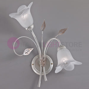 PIENZA Applique in Ferro Rustico a 2 Luci Stile Floreale