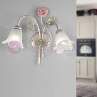 SPRING Applique a 2 Luci in Ferro Decorato Stile Floreale