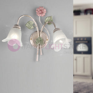 SPRING Applique a 2 Luci in Ferro Decorato Stile Floreale
