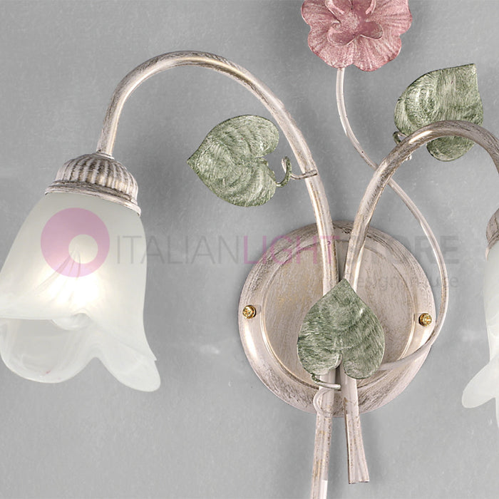 SPRING Applique a 2 Luci in Ferro Decorato Stile Floreale