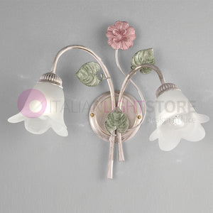 SPRING Applique a 2 Luci in Ferro Decorato Stile Floreale