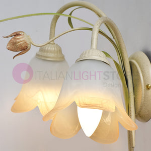 FLORA Applique a 2 Luci in Ferro Decorato Stile Floreale