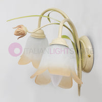 FLORA Applique a 2 Luci in Ferro Decorato Stile Floreale