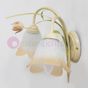 FLORA Applique a 2 Luci in Ferro Decorato Stile Floreale