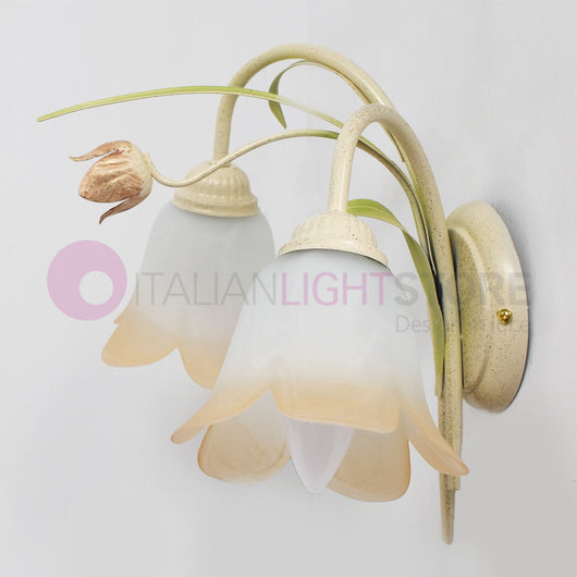 FLORA Applique a 2 Luci in Ferro Decorato Stile Floreale