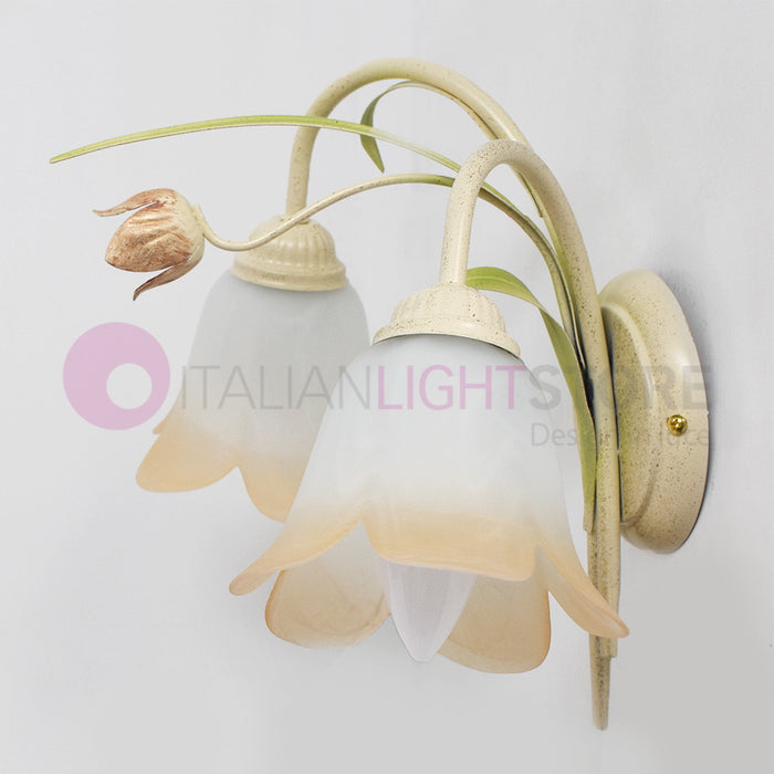 FLORA Applique a 2 Luci in Ferro Decorato Stile Floreale
