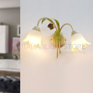 FLORA Applique a 2 Luci in Ferro Decorato Stile Floreale