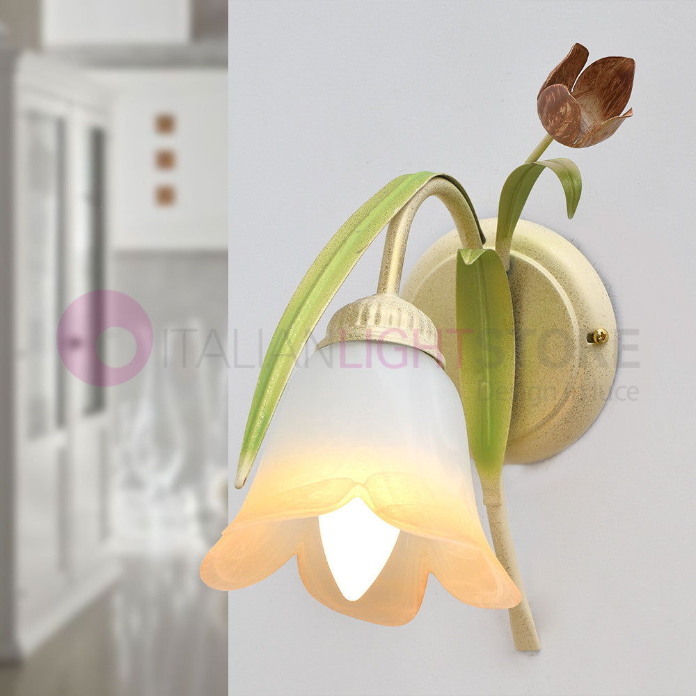 FLORA Applique a 1 Luce in Ferro Decorato Stile Floreale