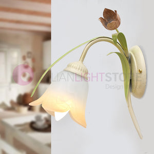 FLORA Applique a 1 Luce in Ferro Decorato Stile Floreale