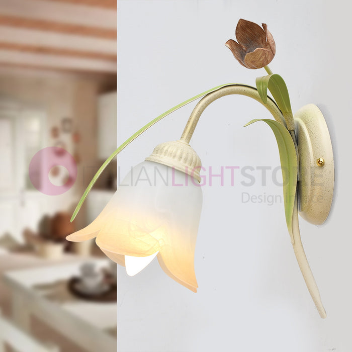 FLORA Applique a 1 Luce in Ferro Decorato Stile Floreale