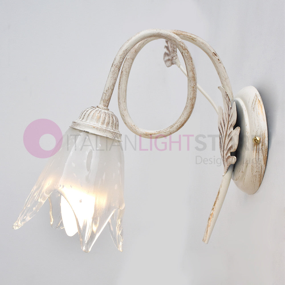 SYBILLA Applique a parete in Ferro Stile Rustico Floreale