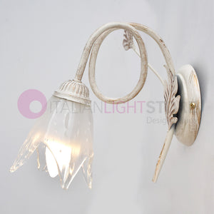 SYBILLA Applique a parete in Ferro Stile Rustico Floreale