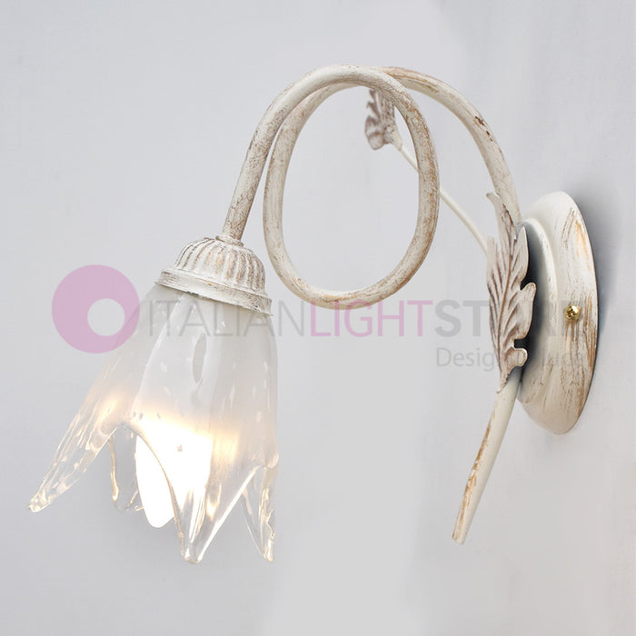 SYBILLA Applique a parete in Ferro Stile Rustico Floreale