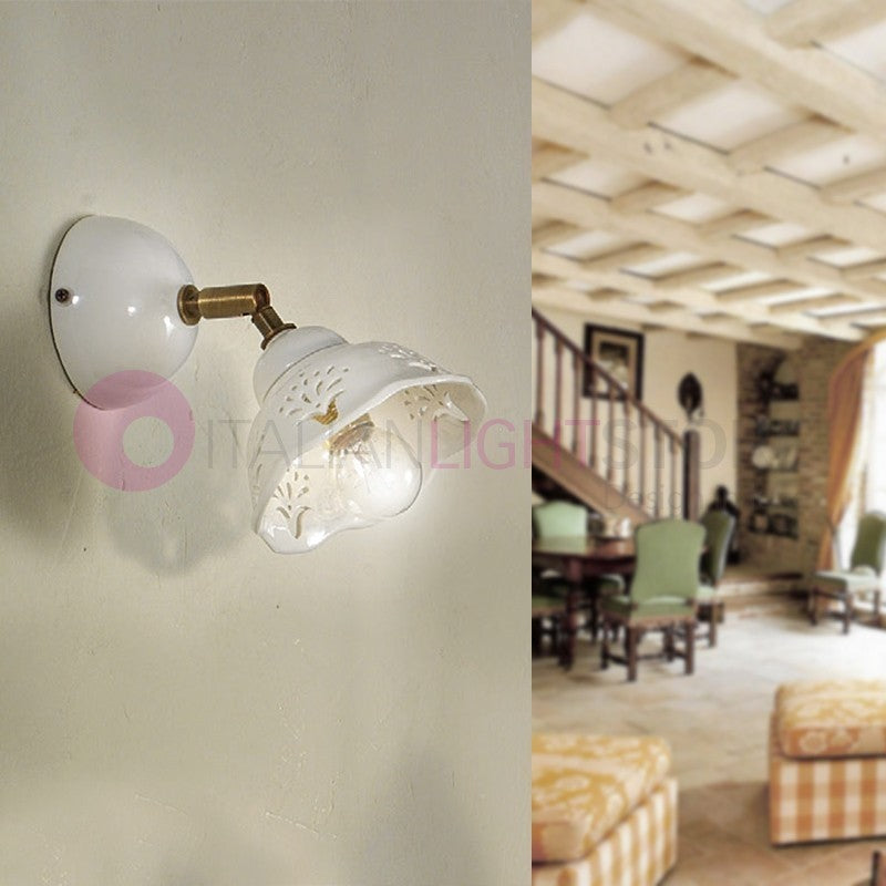 RIPARBELLA Applique Spot Orientabile Ceramica e Ottone Rustico Country