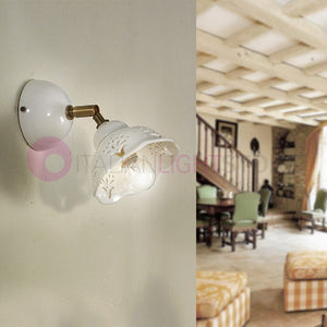 RIPARBELLA Applique Spot Orientabile Ceramica e Ottone Rustico Country