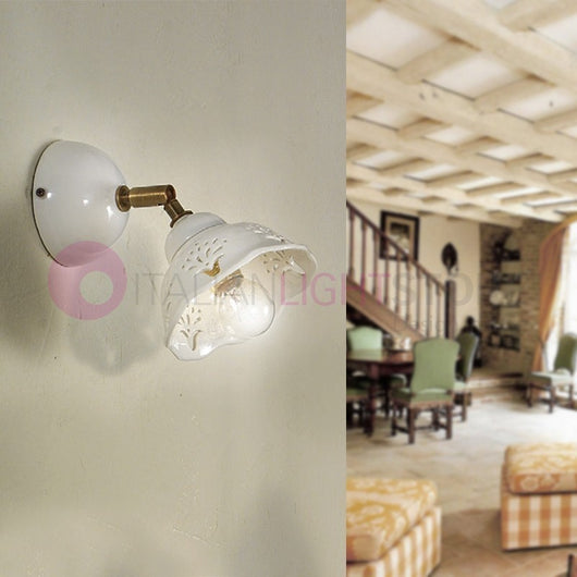 RIPARBELLA Applique Spot Orientabile Ceramica e Ottone Rustico Country