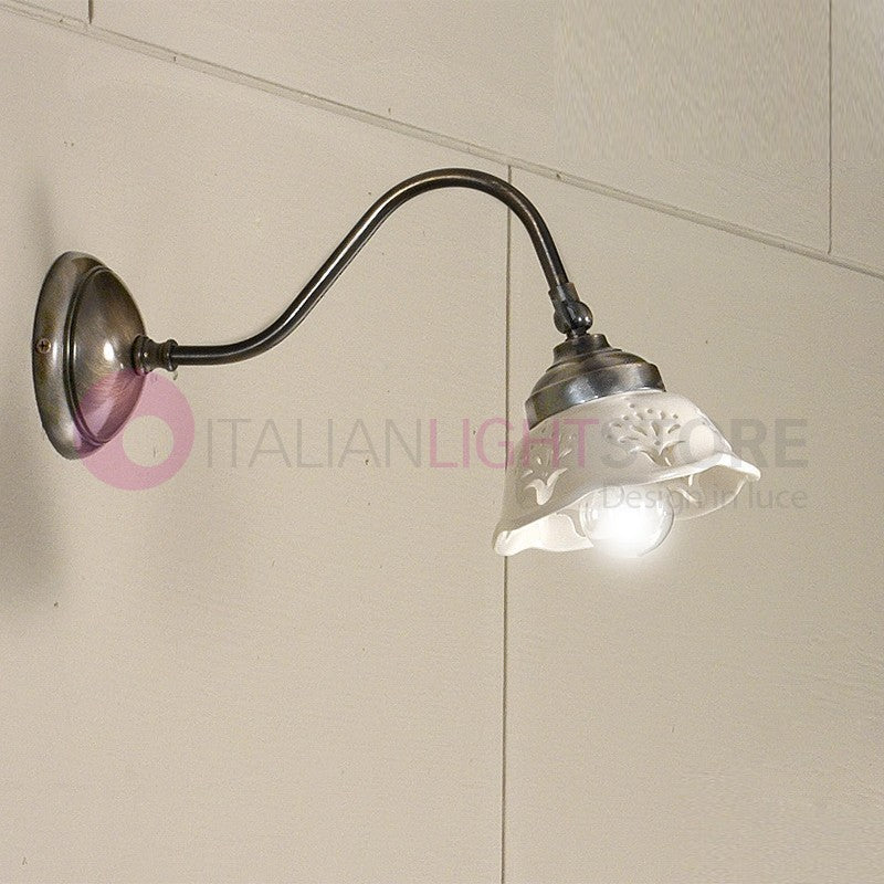 RIPARBELLA Applique a Braccio Ottone Ceramica Rustico Country