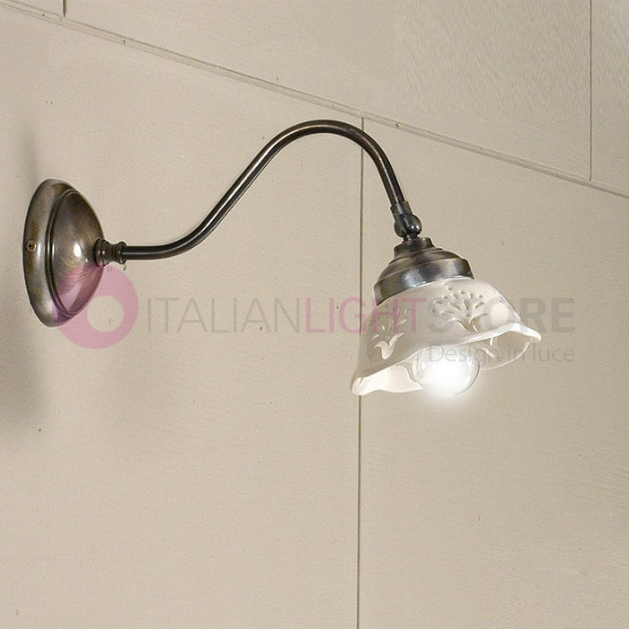 RIPARBELLA Applique a Braccio Ottone Ceramica Rustico Country