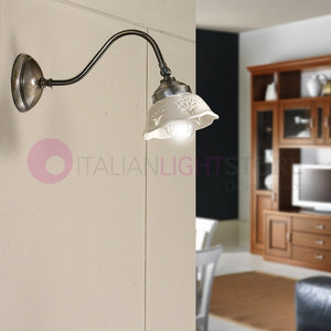 RIPARBELLA Applique a Braccio Ottone Ceramica Rustico Country