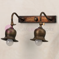 ASSISI Lampada da Parete Applique Rustico 2 Luci Ottone Anticato