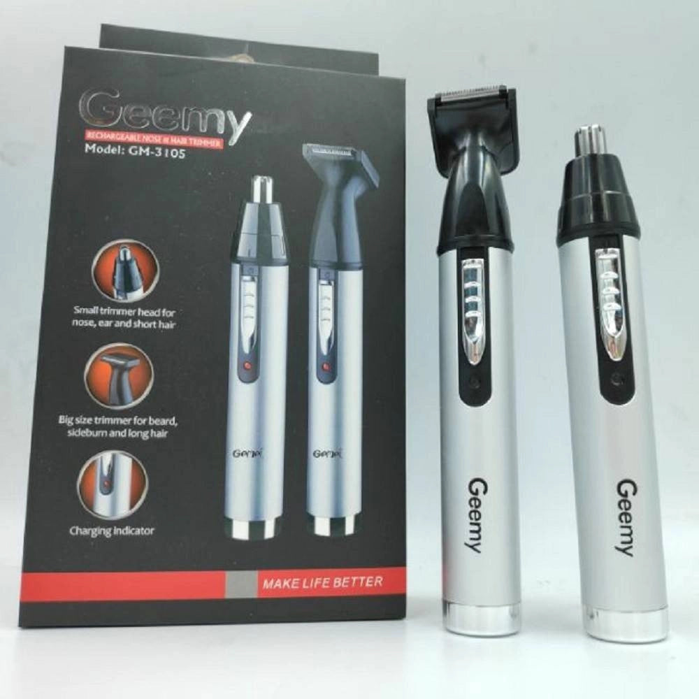 Trade Shop - Rifinitore Elettrico Trimmer Per Naso Orecchie Capelli 2 In 1 Gm-3105 Senza Fili -