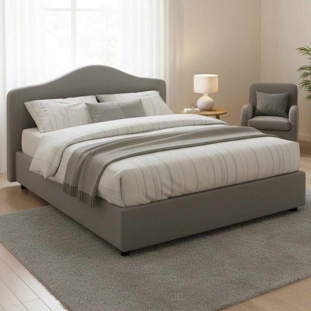 Letto Matrimoniale Abigael, Letto Matrimoniale Sfoderabile Made in Italy, Grigio