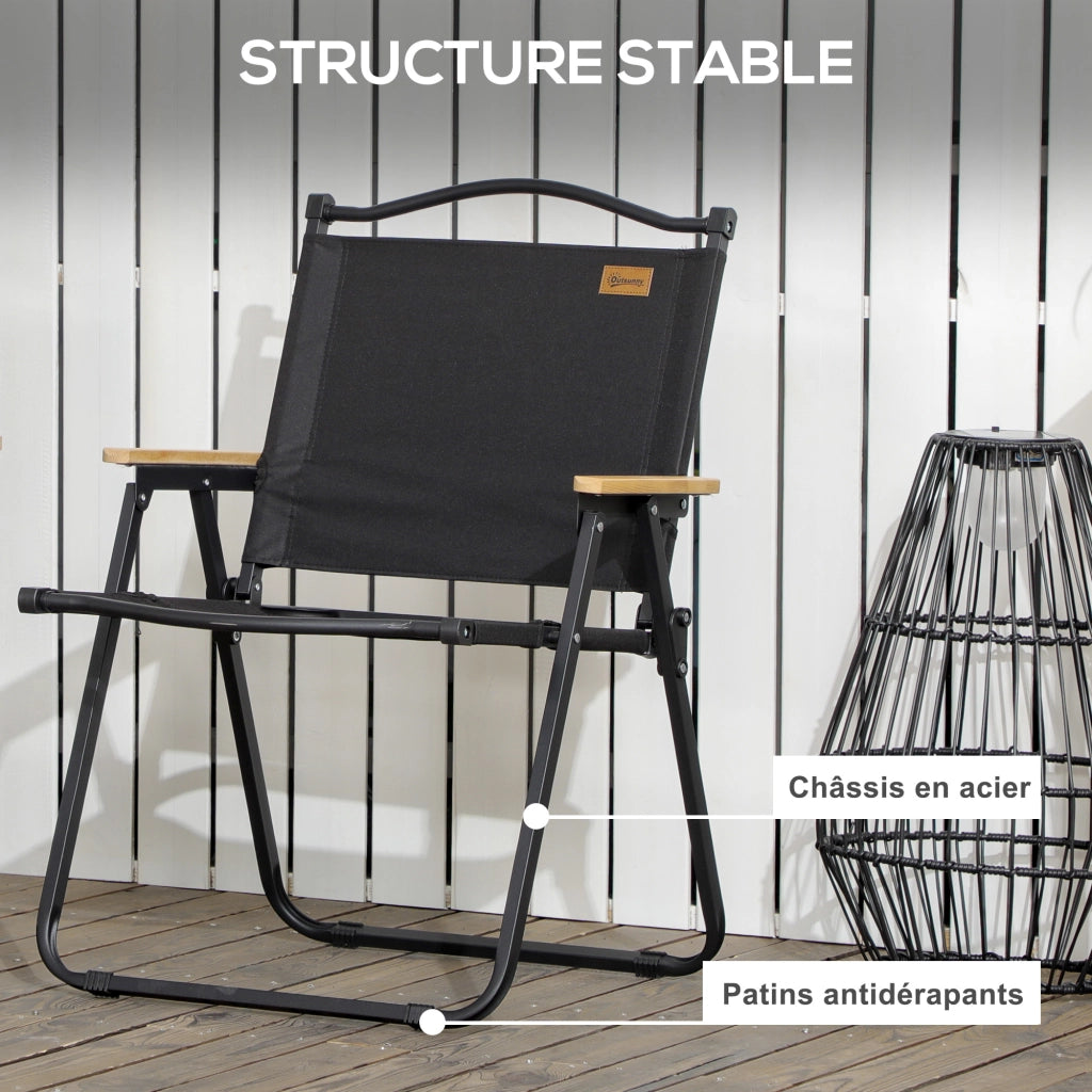 Sedia pieghevole da esterno con braccioli ¨C zephmum ¨C tessuto Oxford, struttura in acciaio, 54x59x78 cm, nero
