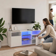 TV Cabinet With LED Lights White 120x30x50 Cm