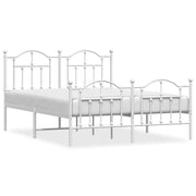 Letto matrimoniale | Letto per adulti | Giroletto con Testiera e Pediera Metallo Bianco 150x200 cm