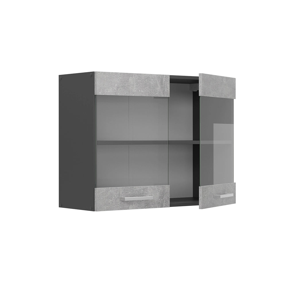 Vicco Mobile da cucina in vetro Calcestruzzo 80 cm