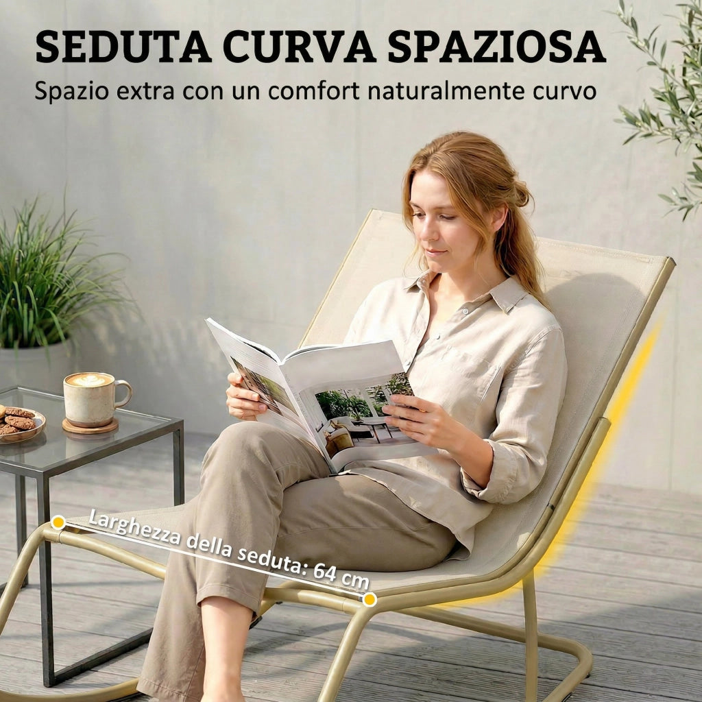 Sedia a dondolo da giardino ¨C zephmum ¨C khaki, imbottita, 63 cm