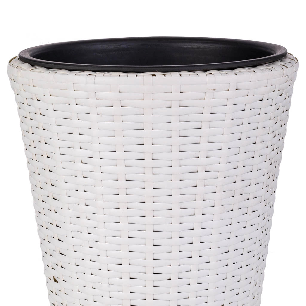 Vaso da fiori in polyrattan bianco d28x40h