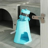 Gabbia per criceti in legno a quattro piani, con casa, altalena, ciotole per il mangime, rampe, ruote, 65 x 45 x 109 cm, Grigio