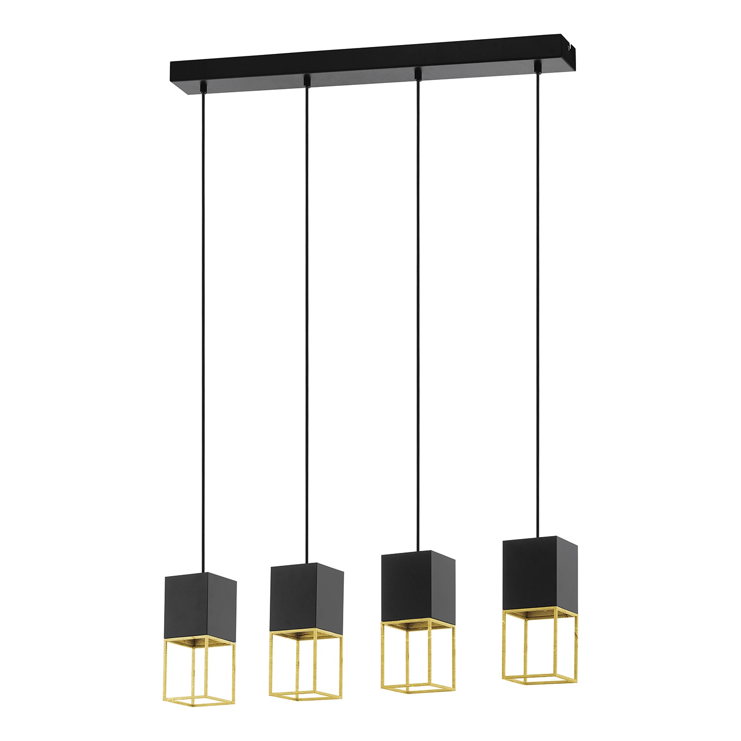 Lampadario Contemporaneo Montebaldo Acciaio Nero Oro 4 Luci Gu10 4,5W