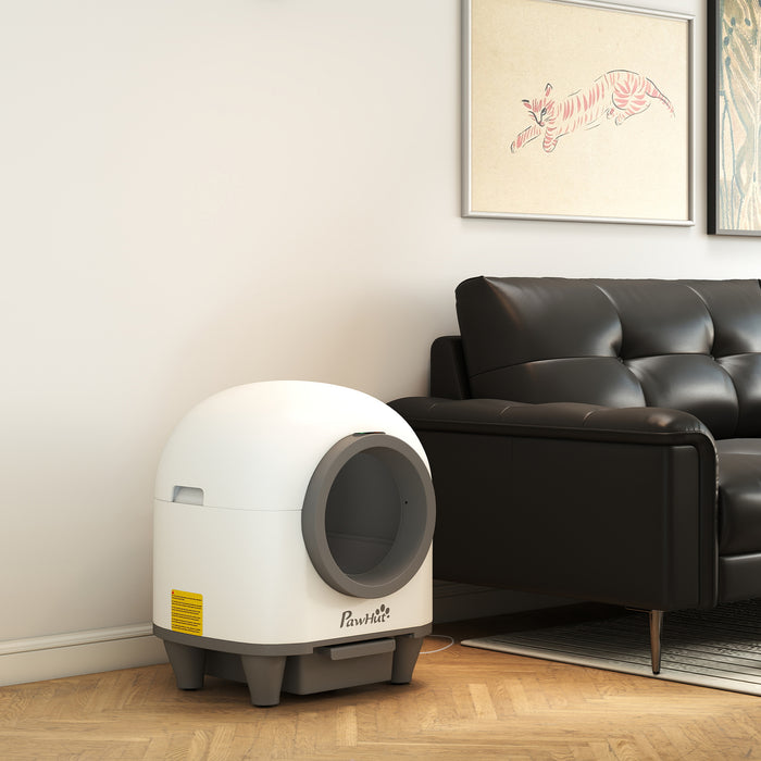 Lettiera Autopulente per Gatti 1-5 kg 55,5x51x58,5 cm Wifi e Funzioni Avanzate con App in PP Bianco e Grigio