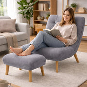 Poltrona Reclinabile Poggiapiedi Grigio Imbottita Alta Densità Seduta Ergonomica