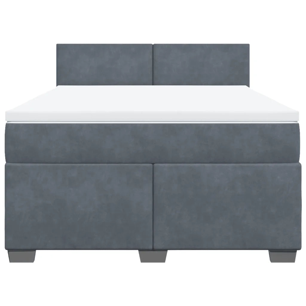 Giroletto a Molle con Materasso Grigio Scuro 160x200 cm Velluto 3288649