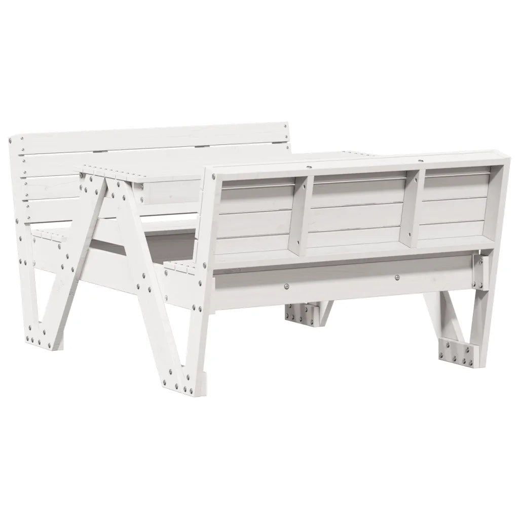 Tavolo Picnic per Bambini Bianco 88x122x58 cm Massello di Pino 832602