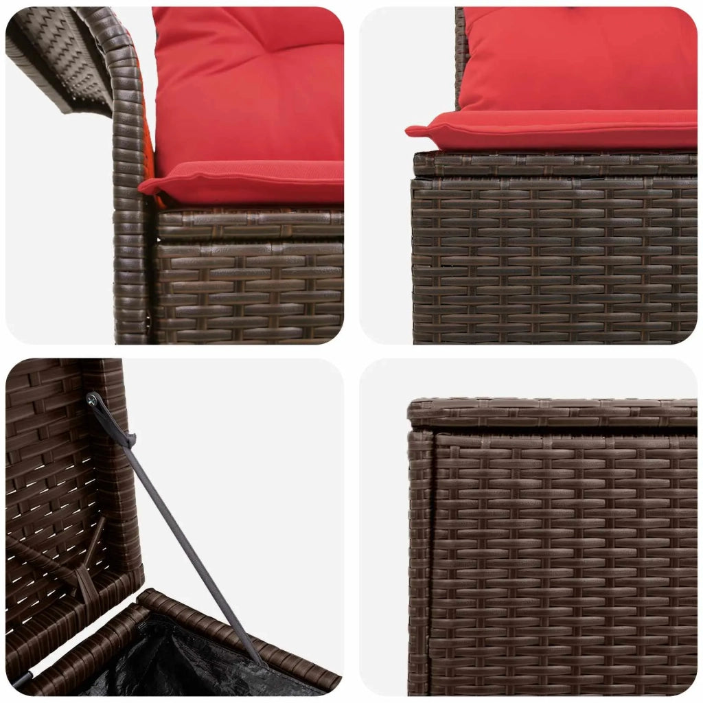 Set di divani 5 pz Marrone e Rosso Rattan sintetico e Acciaio 3447737