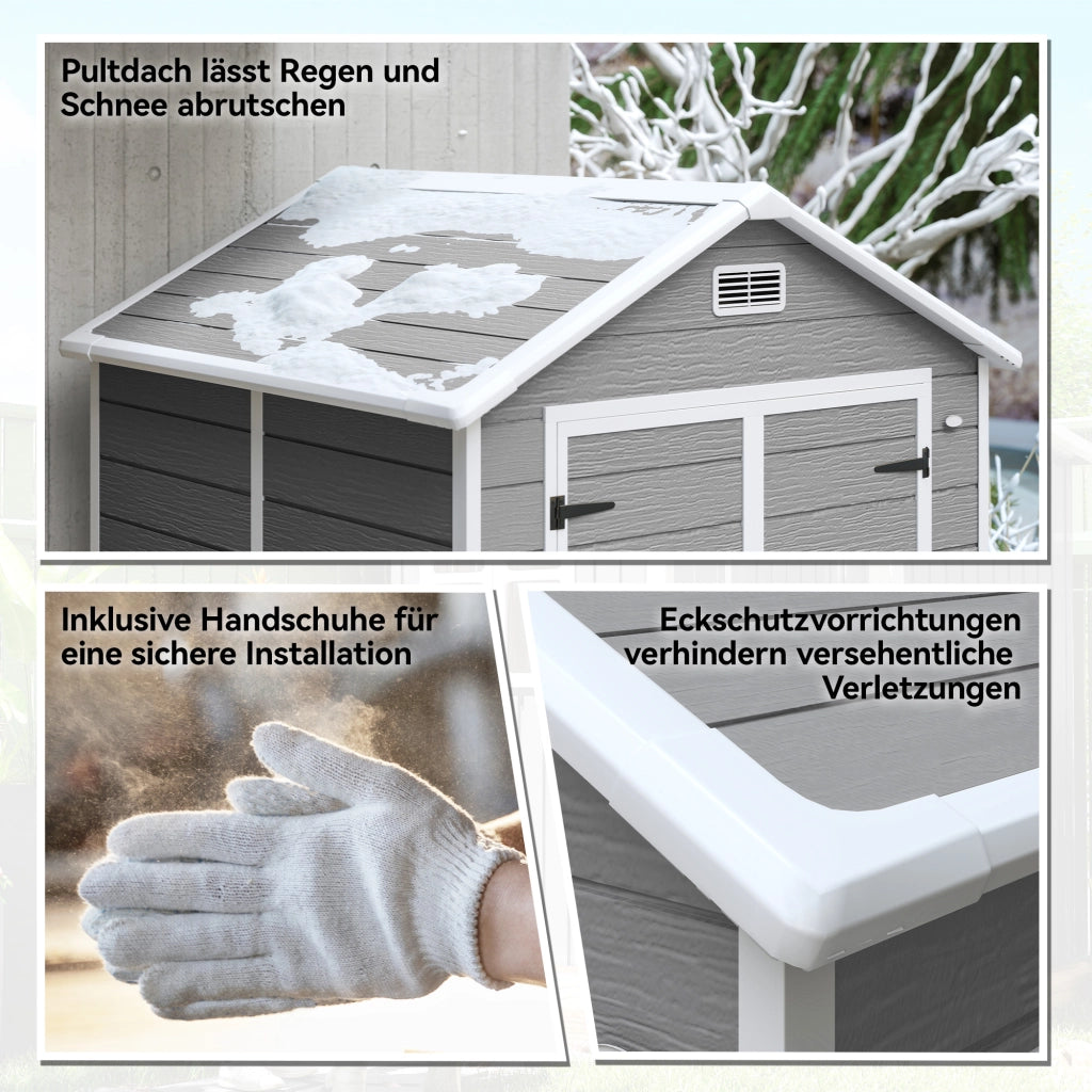 Capanno per giardino in plastica con finestra e pavimento ¨C zephmum ¨C Grigio 145x95x115 cm