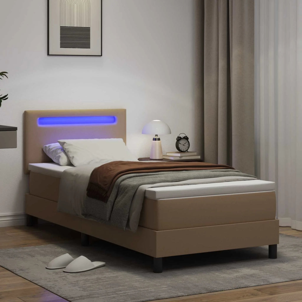 Letto a molle Cappuccino 90 x 190 cm Pelle sintetica