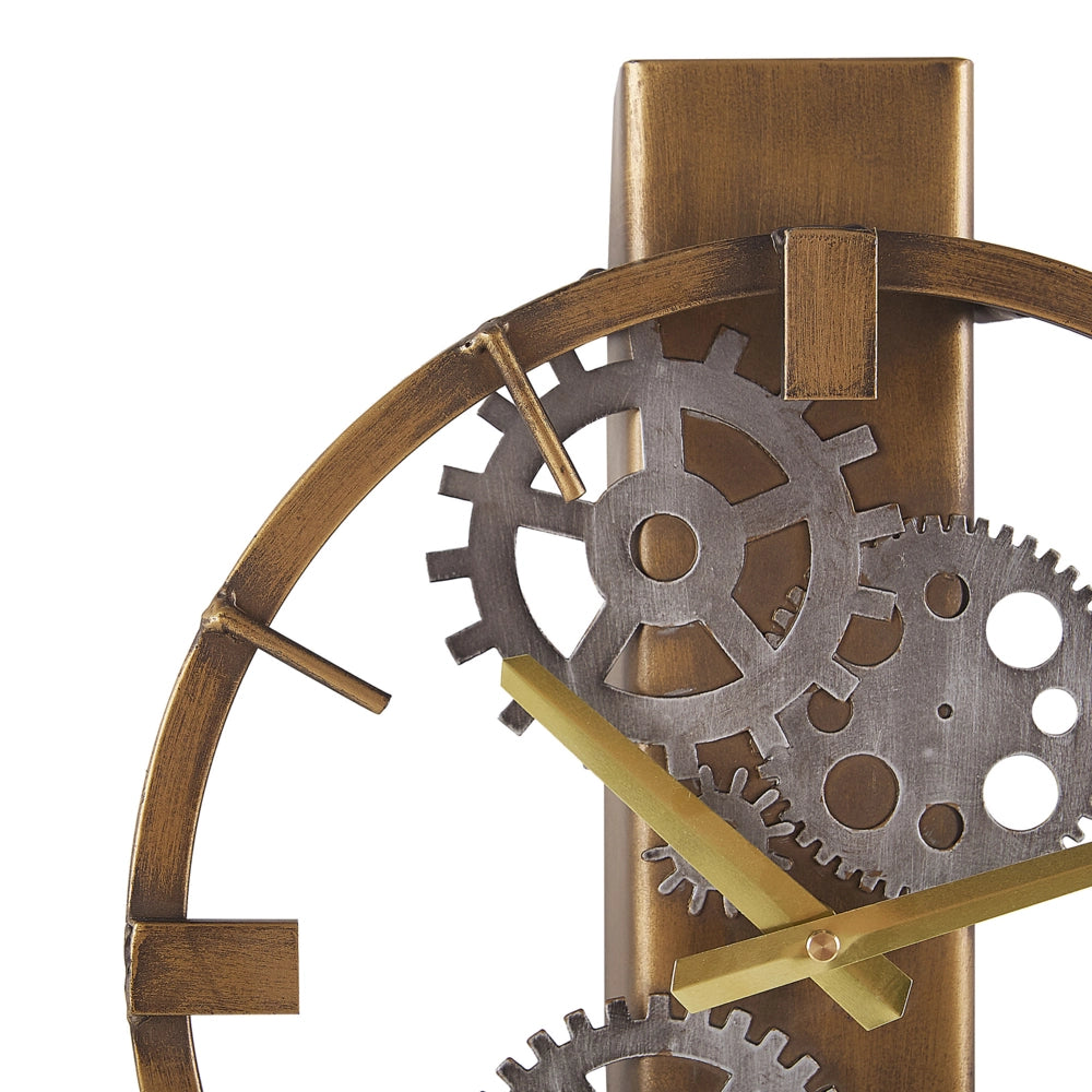Orologio a Pendolo da Parete Cornice in Ferro Dorato Design Classico Finitura Anticata Rotondo 30 cm