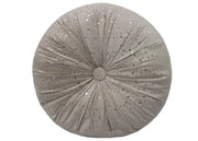 Cuscino Arredo Imbottito Effetto Velluto Rotondo A Pieghe Plissettato Con Lurex - 38x38 - Beige