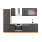 Cucina componibile Fame-Line Antracite rustico/Rovere dorato 300 cm, PL Marmo Vicco