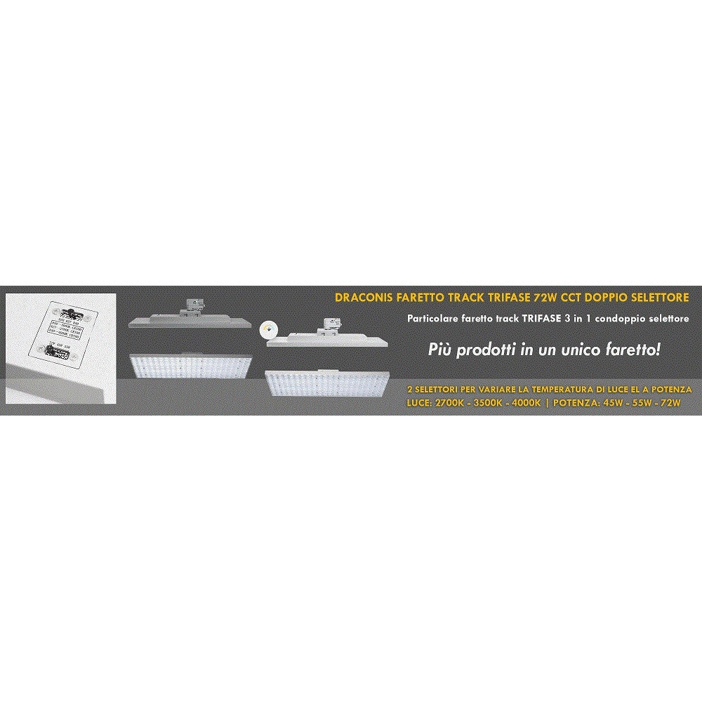 Trade Shop - Faretto Track Led Cct 72w Binario Trifase 3in1 Dimmerabile 3 Temperature Luce 230v -