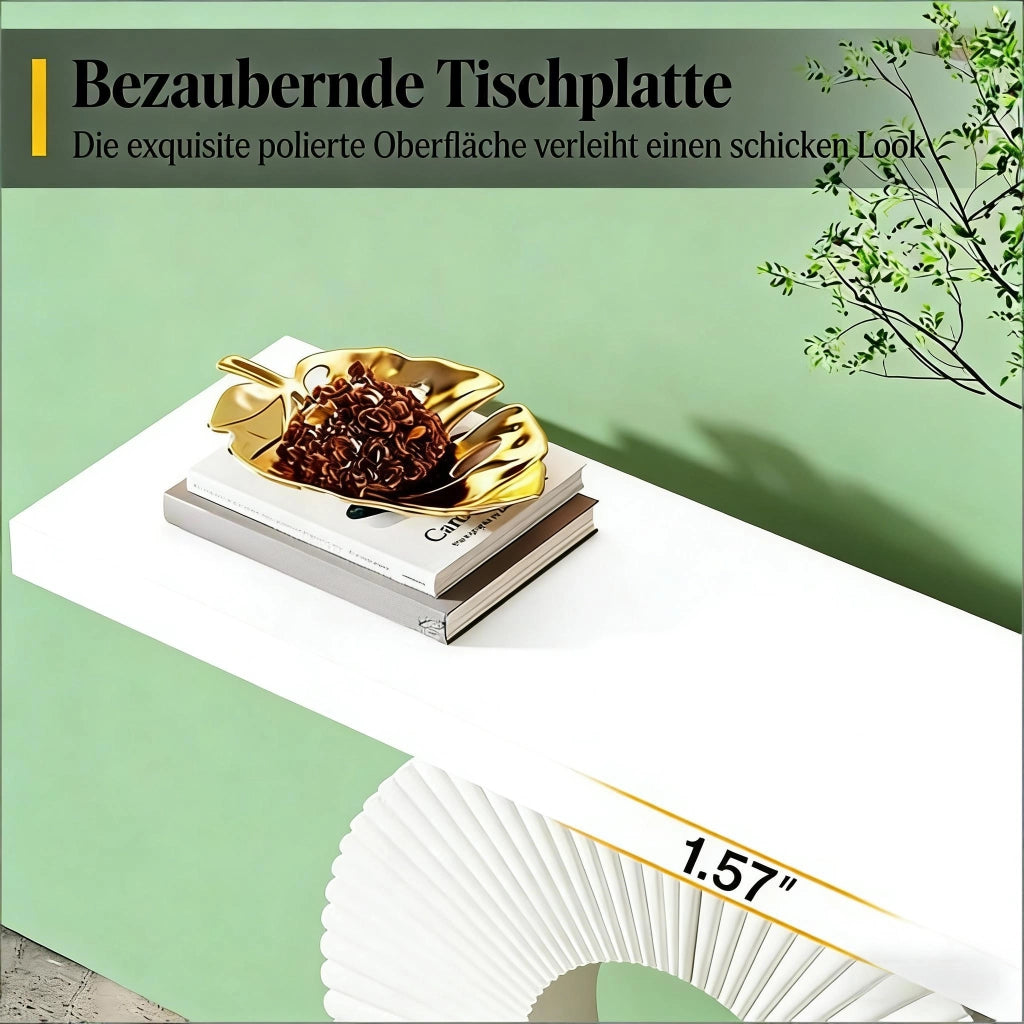 Consolle elegante in MDF e metallo con struttura floreale per ingresso e soggiorno bianca 107 × 41,5 × 33 cm